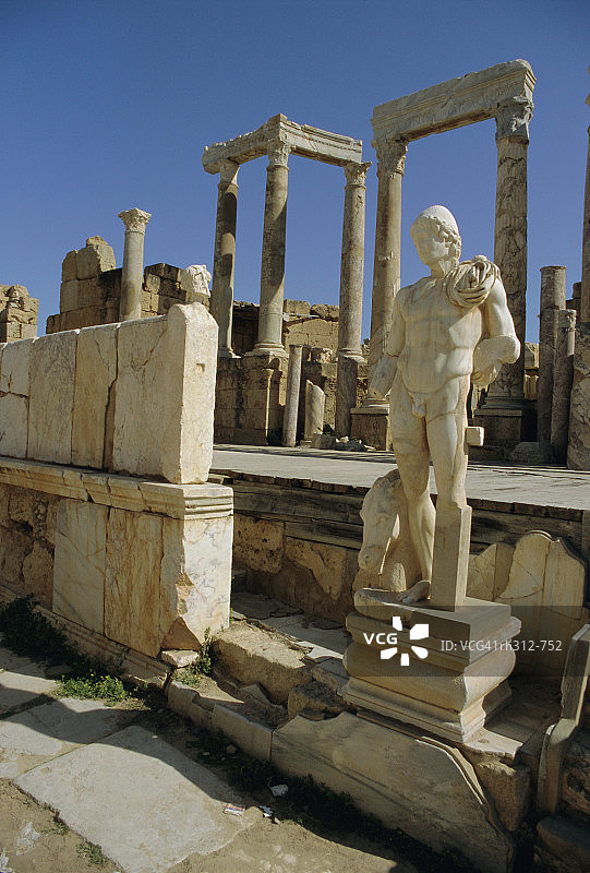 利比亚莱普蒂斯马格纳古罗马遗址剧场，北非图片素材