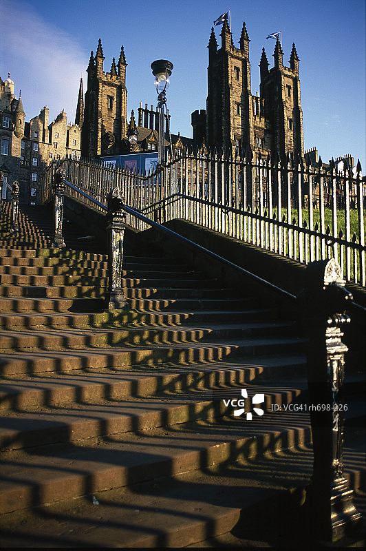 苏格兰爱丁堡的戏仿台阶和议会大厦图片素材