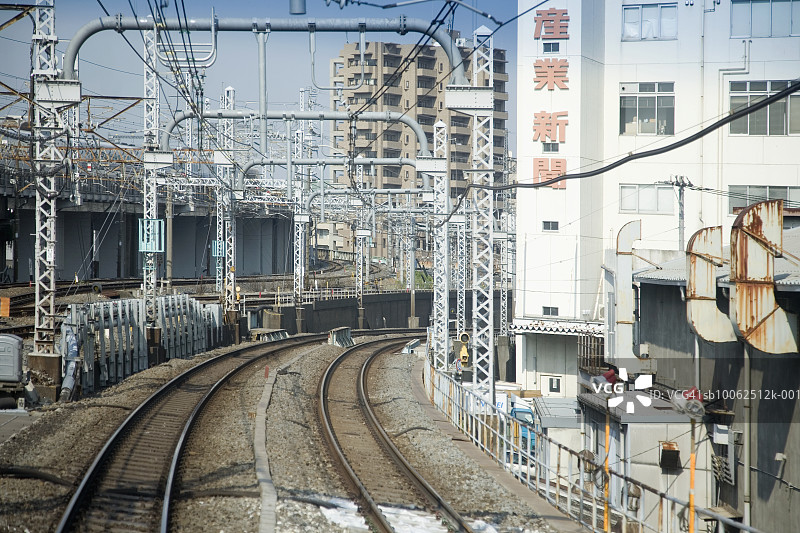 城市中的铁路轨道图片素材