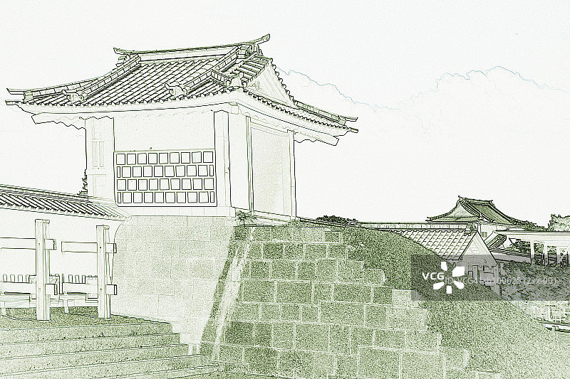 日本金泽市前田氏居所（色彩处理）图片素材
