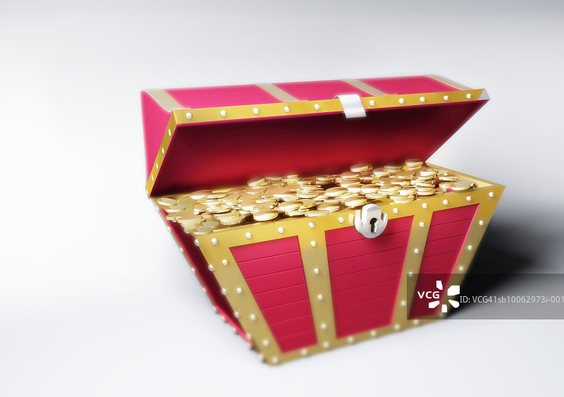 装满金币的宝箱（数字生成）图片素材