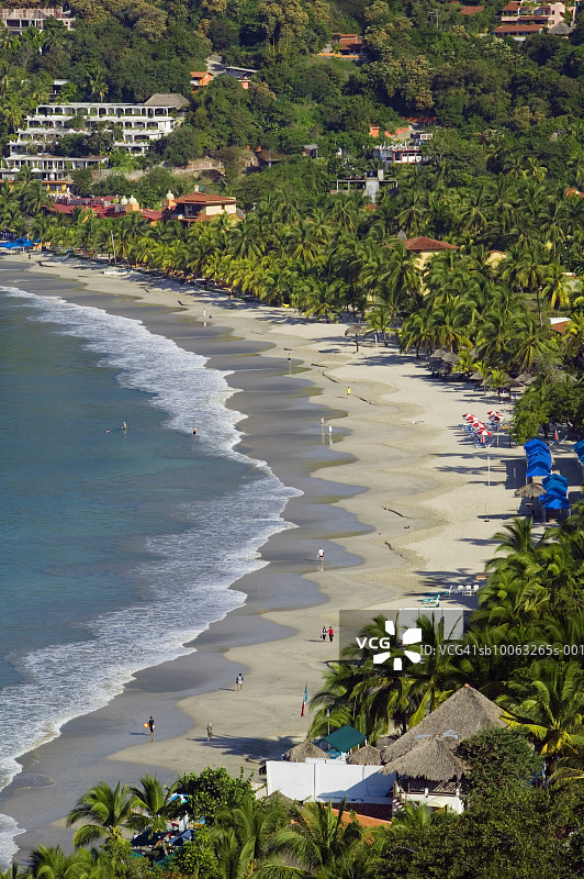 墨西哥格雷罗州锡瓦塔内霍拉罗帕海滩高处景观图片素材
