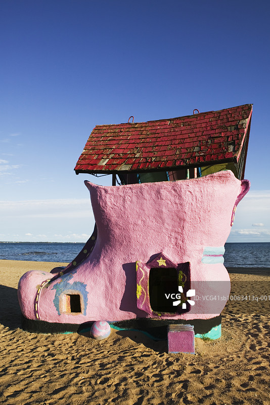 童话鞋子，休伦湖，美国密歇根州陶斯城图片素材