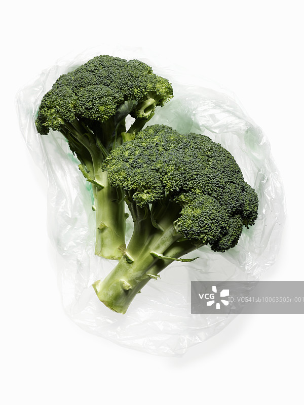塑料袋里的西兰花俯视图图片素材