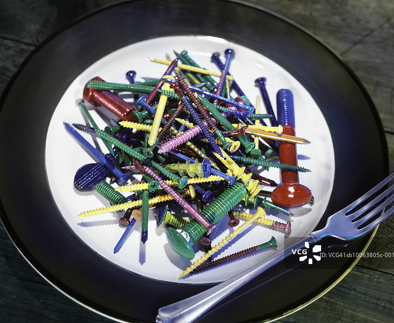 钉子、螺栓和螺丝特写图片素材