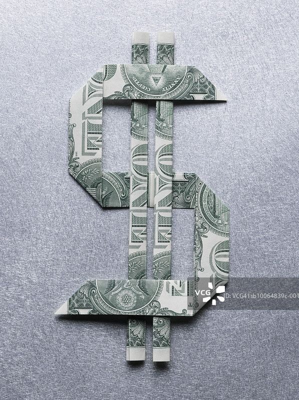用一美元纸币制成的美元符号图片素材