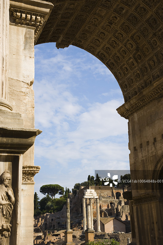 意大利罗马塞维鲁拱门与古罗马广场图片素材