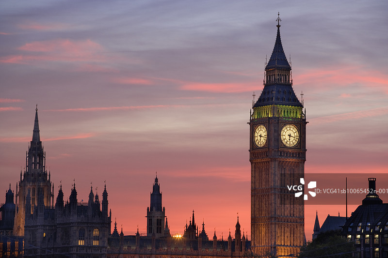 英国伦敦大本钟日落景观图片素材