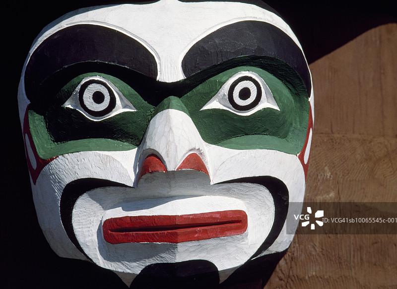 美洲原住民图腾柱面部特写图片素材