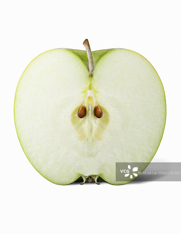 青苹果横截面（白色背景）图片素材