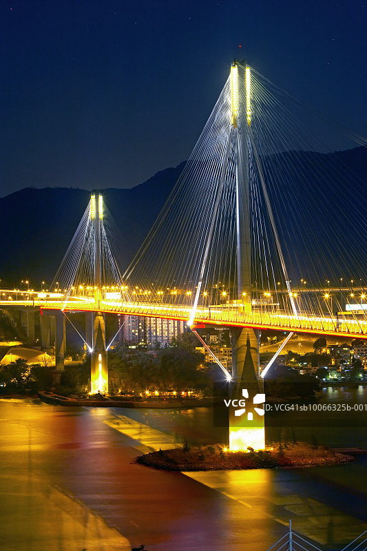 中国香港汀九桥夜景图片素材