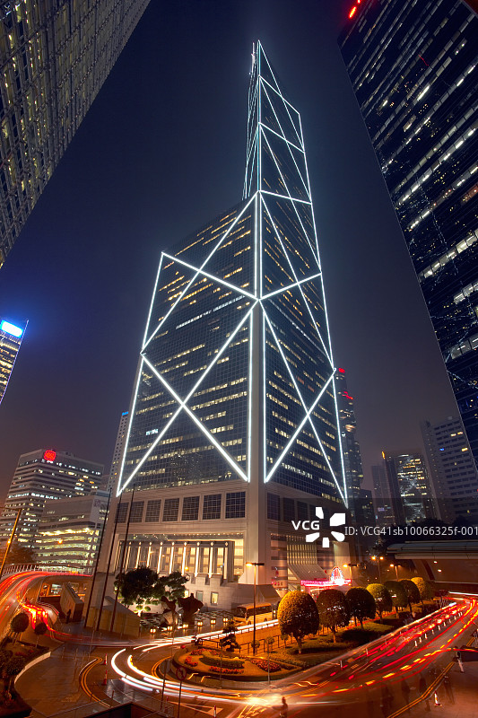 中国香港中国银行夜景图片素材