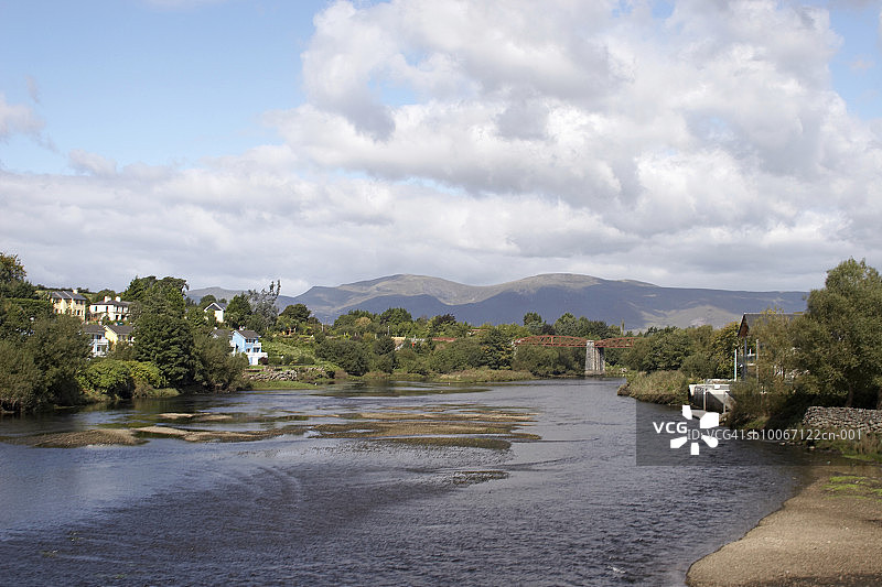 爱尔兰凯里郡基洛格林：劳恩河畔的乡村风光图片素材