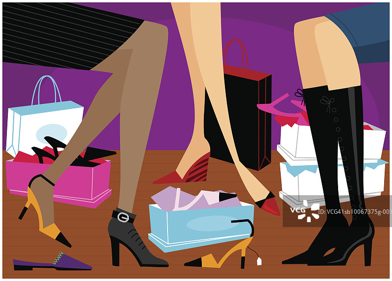 商店里试鞋的女人图片素材