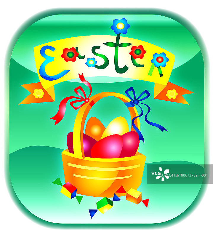 装满彩蛋的复活节篮子图片素材