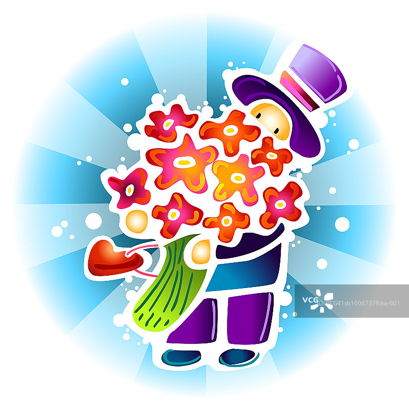 手持大捧鲜花的男人图片素材