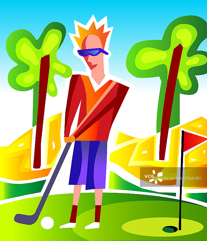 男人打高尔夫球图片素材