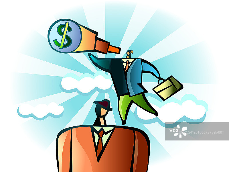 带有金融望远镜的商人图片素材