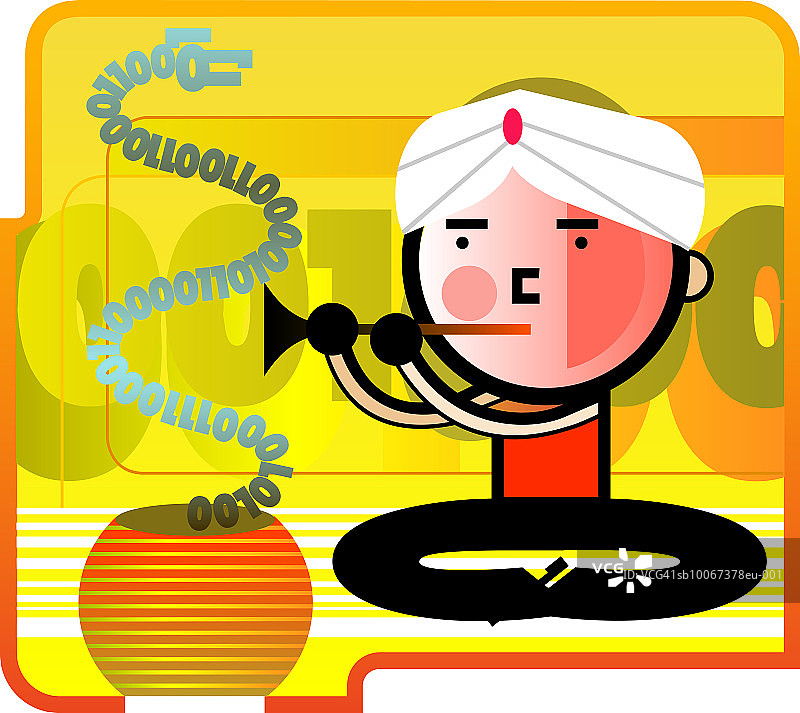 耍蛇人与数字代码蛇图片素材