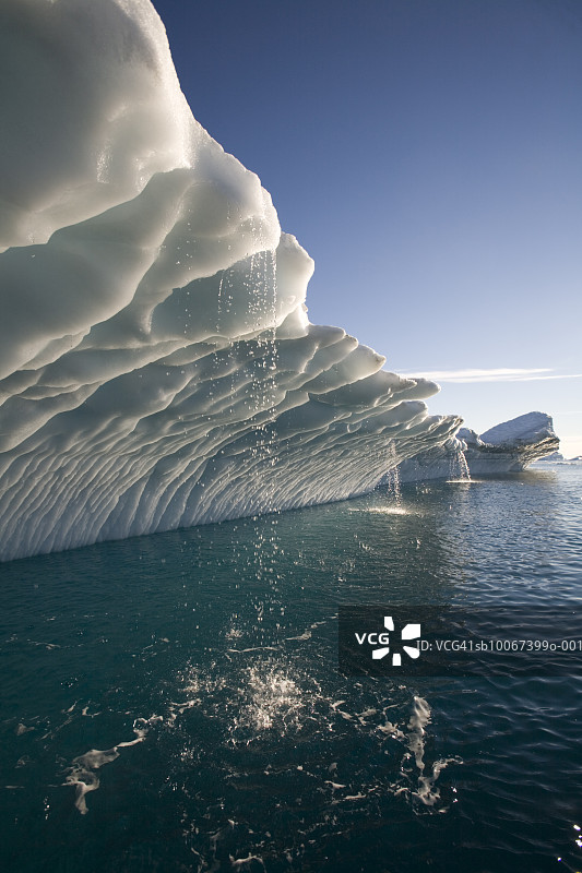 格陵兰岛伊卢利萨特，来自伊卢利萨特康格路亚冰川的融水图片素材