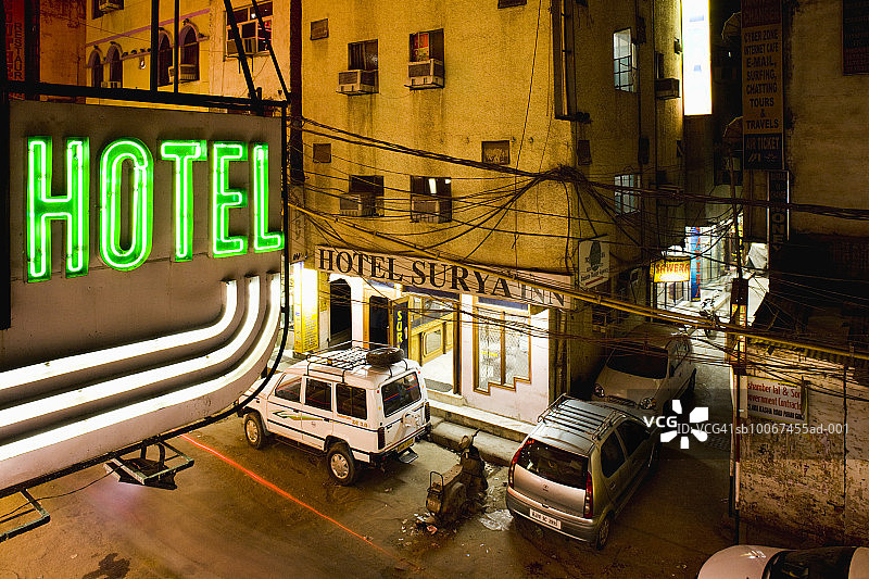 印度德里夜间街景图片素材