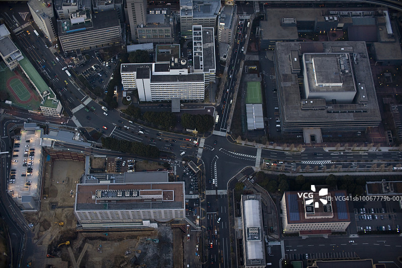 日本东京永田町街区交通航拍景观图片素材