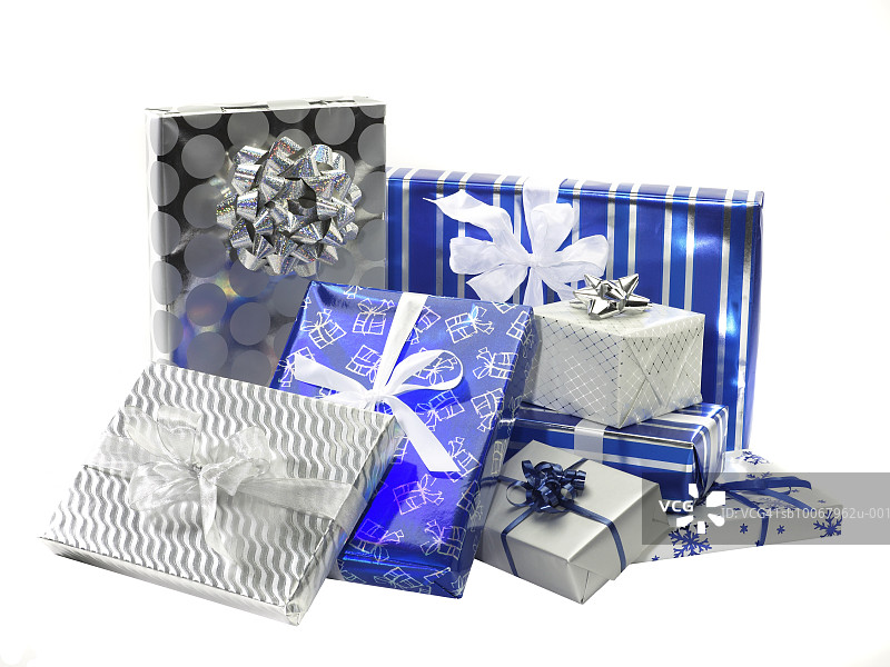 光明节颜色的礼品包装，工作室拍摄图片素材