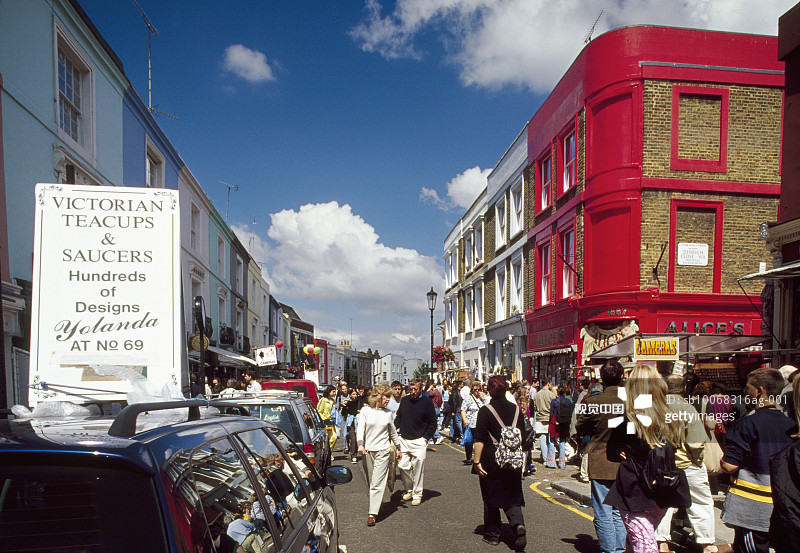 英国伦敦诺丁山波特贝洛路周六市场图片素材