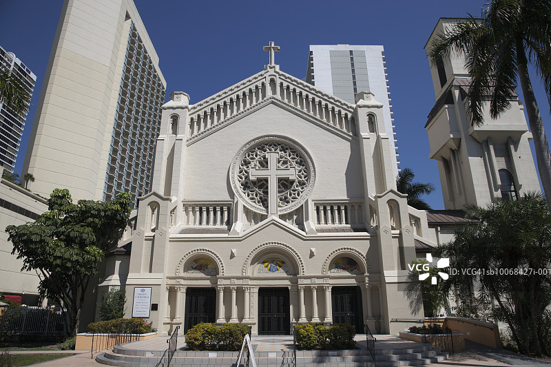 美国佛罗里达州迈阿密市中心的三一主教座堂图片素材