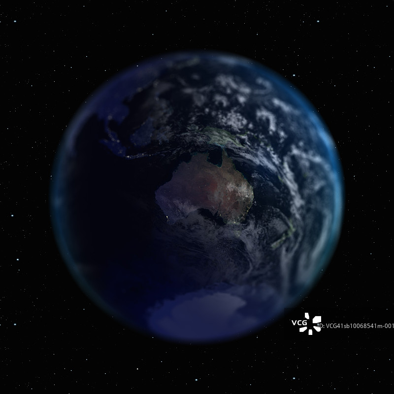 从太空看地球：视角为澳大利亚图片素材