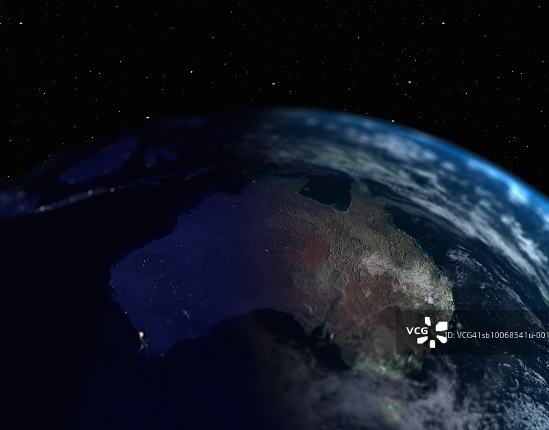 从太空看到的地球：澳大利亚特写镜头图片素材