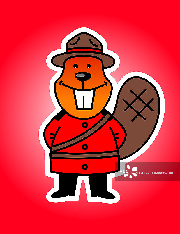 打扮成加拿大皇家骑警的海狸图片素材