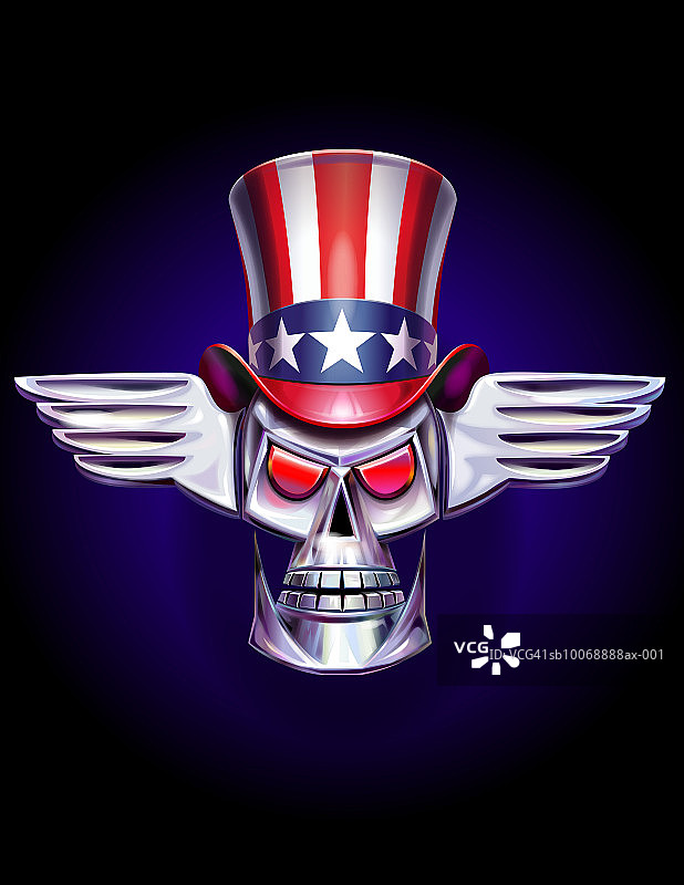 带大礼帽和翅膀的骷髅图片素材