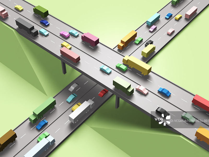 高速公路上的汽车电脑生成图像图片素材