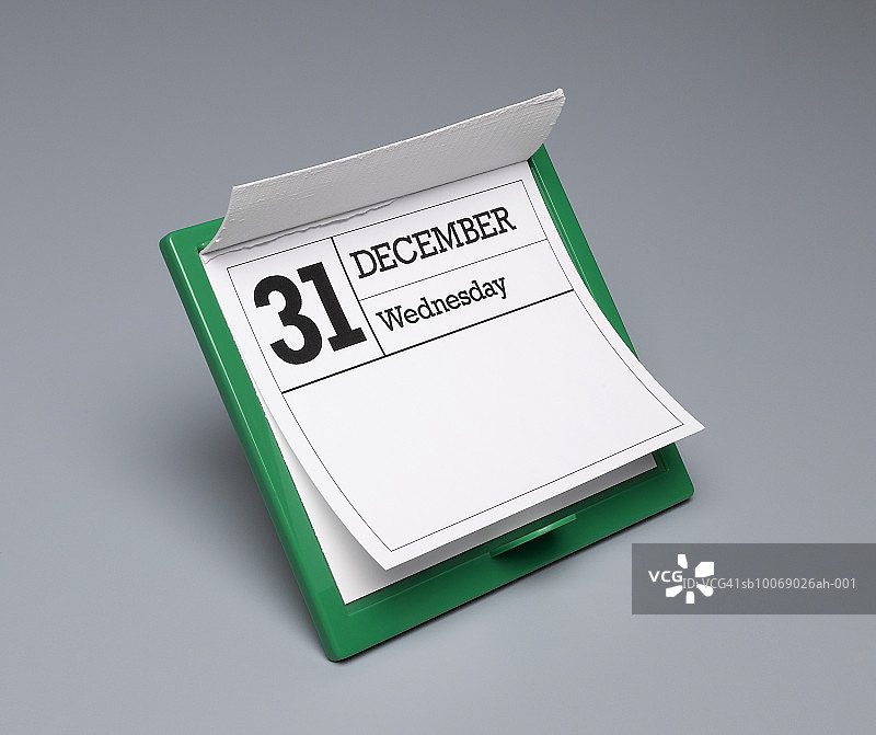 显示12月31日的桌面日历，工作室拍摄图片素材