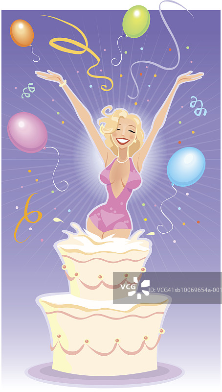 从生日蛋糕里跳出来的女人图片素材