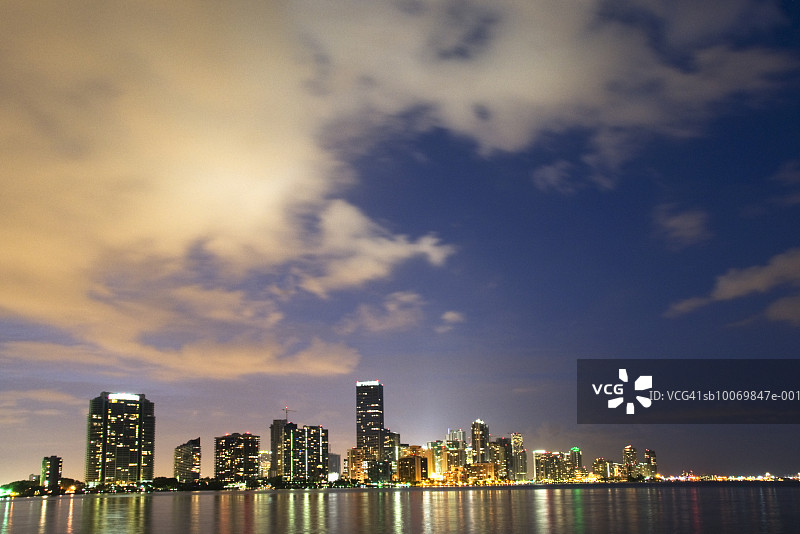 美国佛罗里达州，黄昏时分的迈阿密市中心图片素材