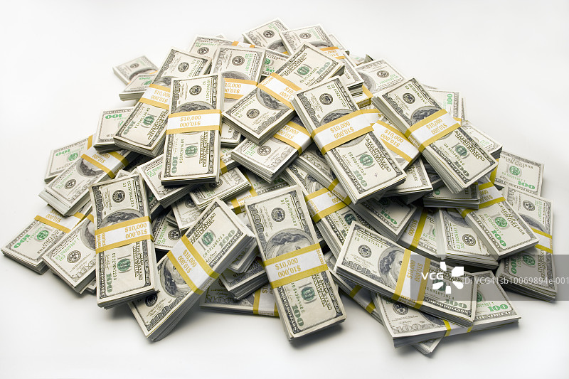 成捆的百元美钞图片素材