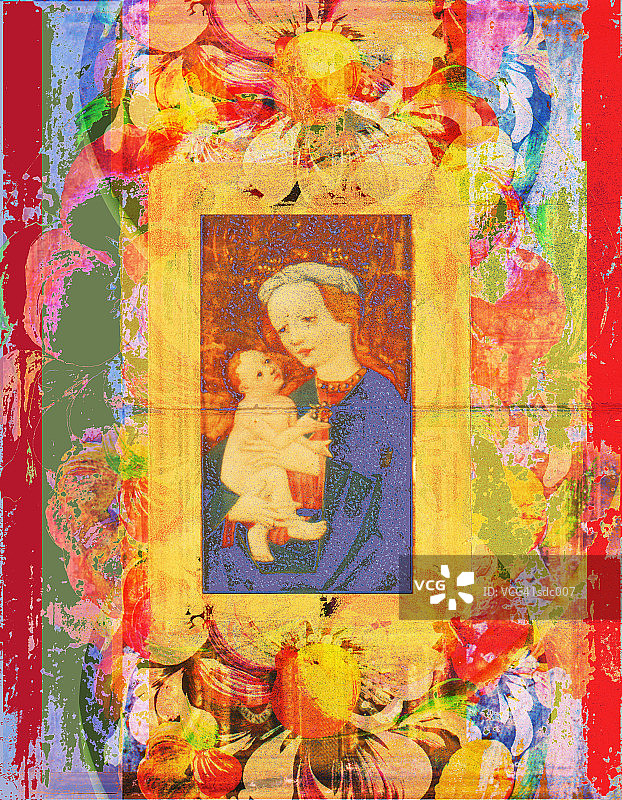 圣母与圣子圣像图片素材