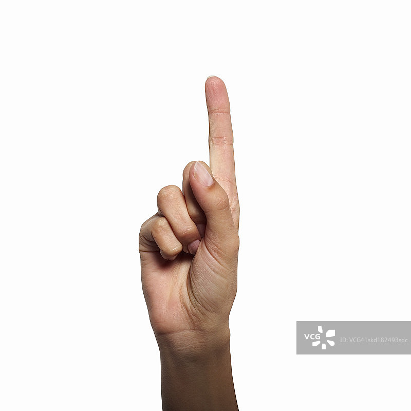 女性手部特写：食指向上图片素材