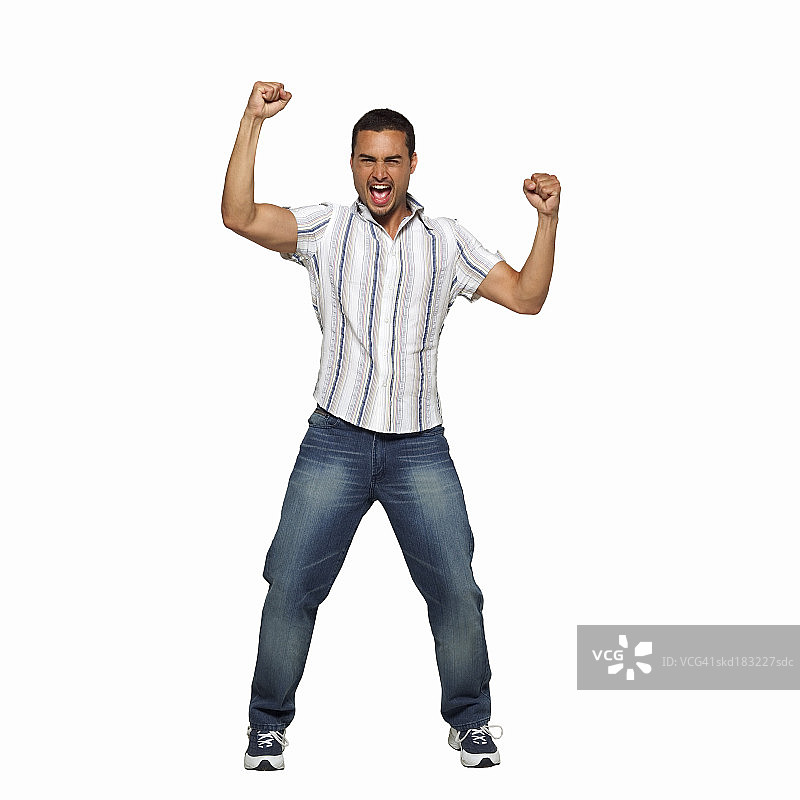 面露兴奋的男人肖像图片素材