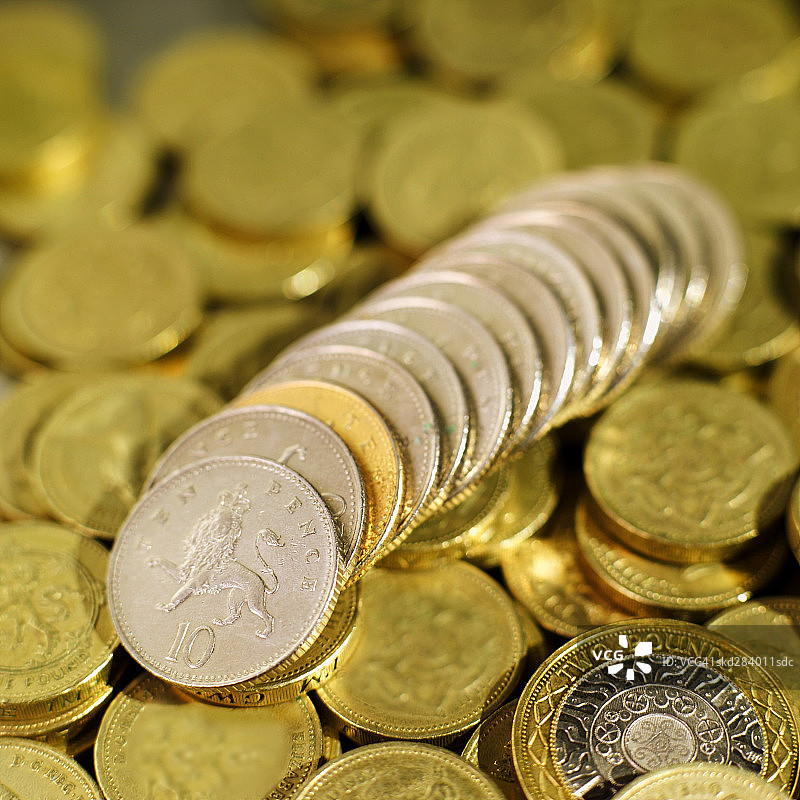 各种英国硬币特写图片素材