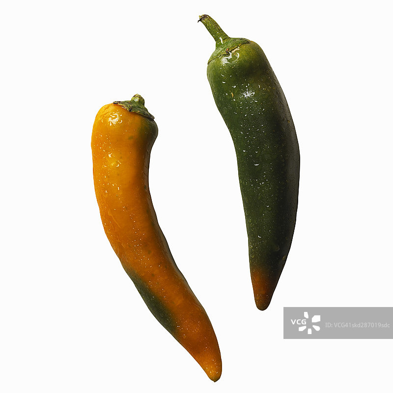 两个香蕉辣椒的特写图片素材