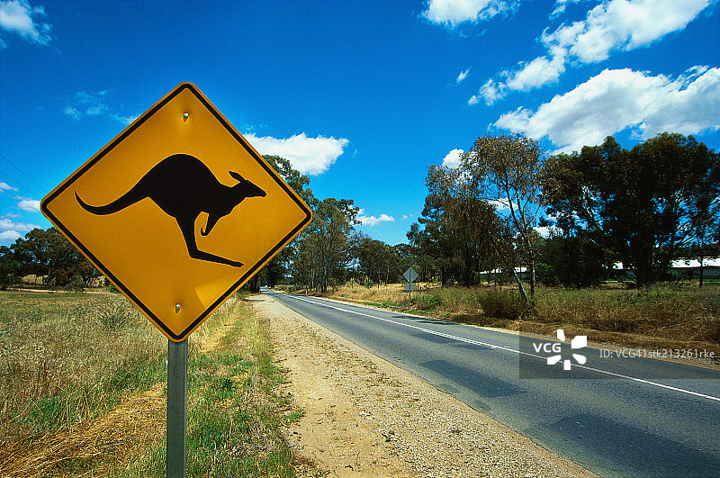 袋鼠警告路标，南澳大利亚巴罗萨谷图片素材
