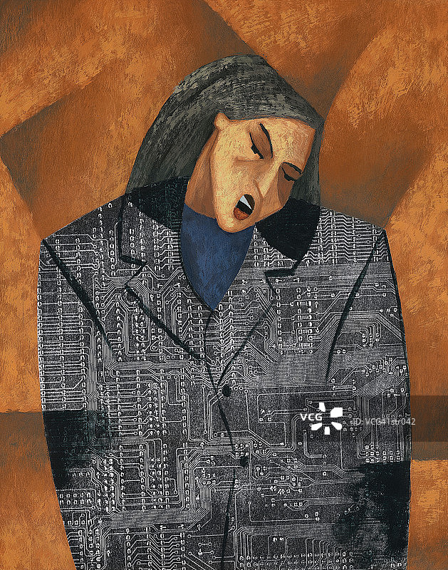 身穿电路板服装的女人图片素材