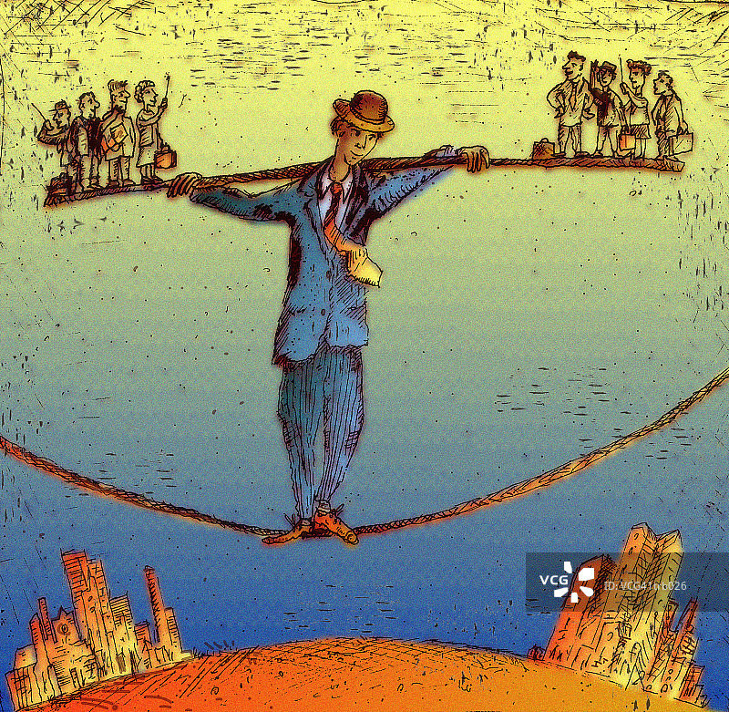 男人走钢丝图片素材