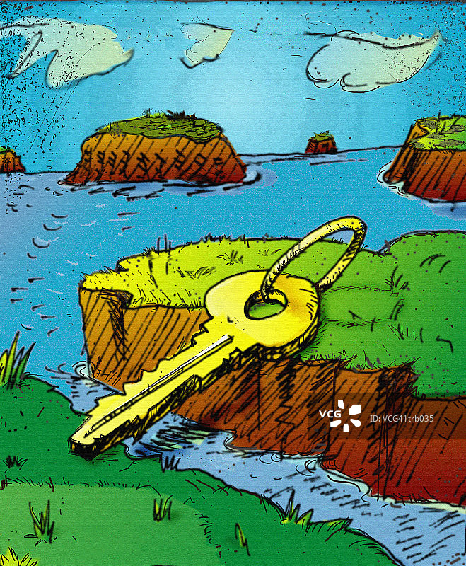 金色钥匙桥梁图片素材