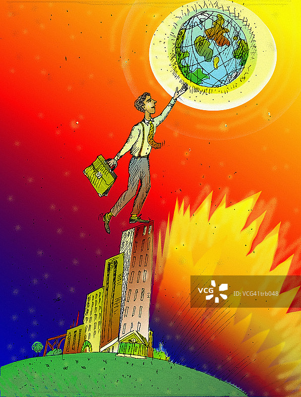 男人触摸世界图片素材