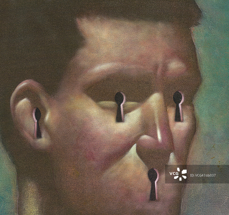 人脸上的钥匙孔图片素材