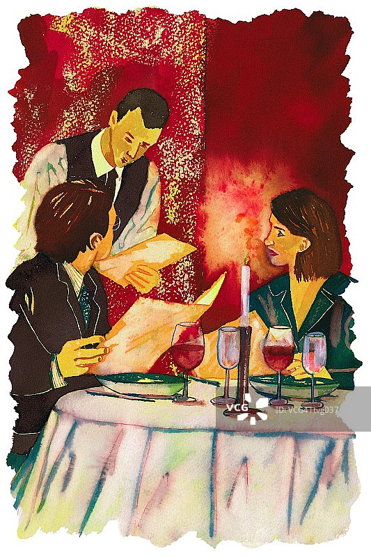 情侣点餐图片素材